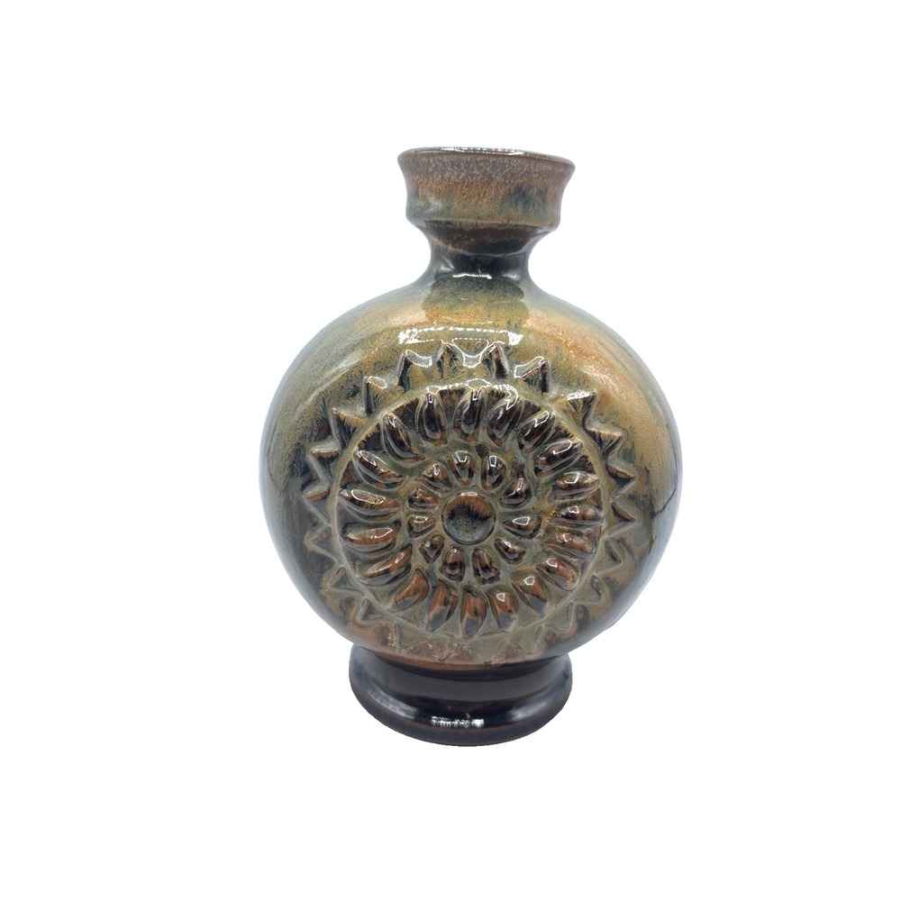 MCM Robert Maxwell Brown Glazed Ceramic Pottery Vase 1960s 7.5 in